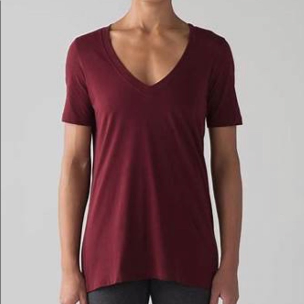 LULULEMON V Neck Short Sleeve-Gray
